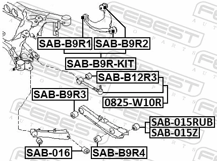 SABB9RKIT Febest Bloco silencioso do braço oscilante superior traseiro