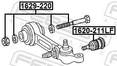 1629220 Febest Parafuso de fixação de braço oscilante dianteiro, kit