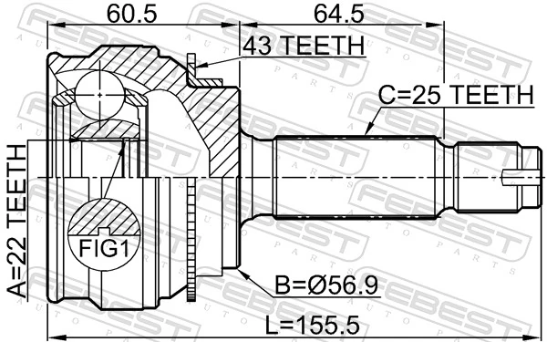  Junta homocinética externa dianteira Mitsubishi Lancer IX sedan (CSA) (2003 - 2008) IX