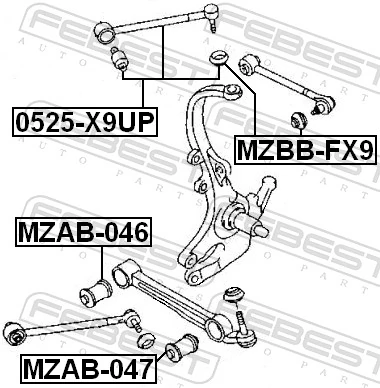 0525X9UP Febest Braço oscilante superior esquerdo/direito de suspensão traseira