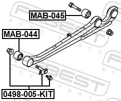 MAB044 Febest Bloco silencioso dianteiro de braço oscilante traseiro longitudinal