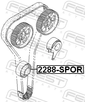 2288SPOR Febest Rolo parasita da correia do mecanismo de distribuição de gás