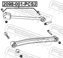 2098001PCS2 Febest Parafuso de braço oscilante traseiro longitudinal (de inclinação)