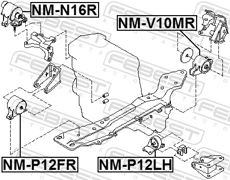 NMP12LH Febest Coxim (suporte) esquerdo de motor