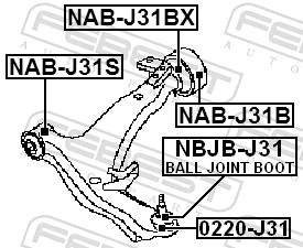 NABJ31BX Febest Bloco silencioso dianteiro do braço oscilante inferior