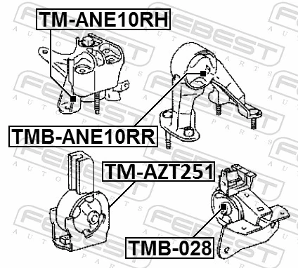 TMBANE10RR Febest Bloco silencioso de suporte de coxim traseiro de motor