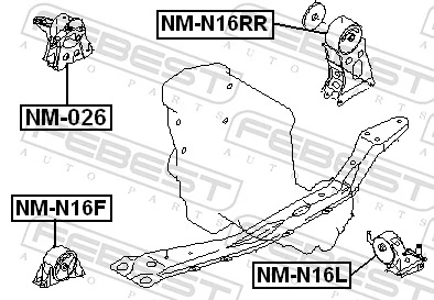 NM026 Febest Coxim (suporte) dianteiro de motor