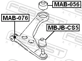 MAB076 Febest Bloco silencioso dianteiro do braço oscilante inferior