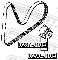 0287J10E Febest Rolo de reguladora de tensão da correia de transmissão