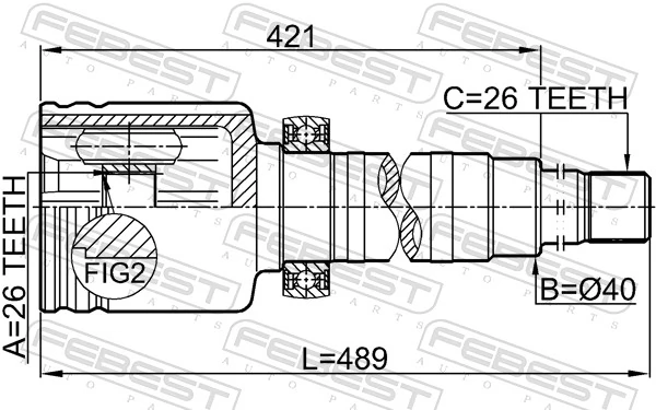 2111TC726RH Febest Junta homocinética interna dianteira direita