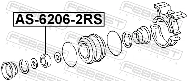 AS62062RS Febest Rolamento suspenso do semieixo dianteiro