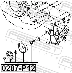 0287P12 Febest Rolo parasita da correia de transmissão