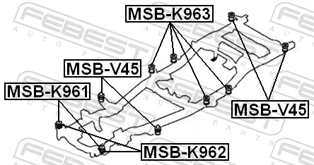 MSBK963 Febest Coxim de chassi (de fixação de carroçaria)