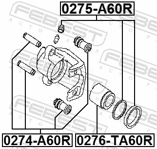 0276TA60R Febest Pistão de suporte do freio traseiro