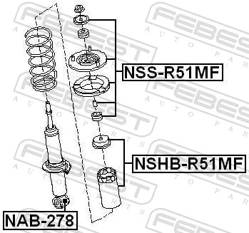 NAB278 Febest Bloco silencioso de amortecedor dianteiro