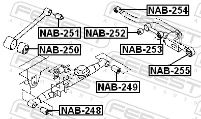 NAB253 Febest Bloco silencioso da barra Panhard (de suspensão traseira)