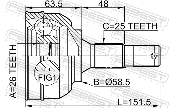 Junta homocinética externa dianteira Citroen C5 I DC