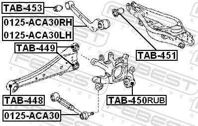 TAB450RUB Febest Bloco silencioso do pino de apoio traseiro