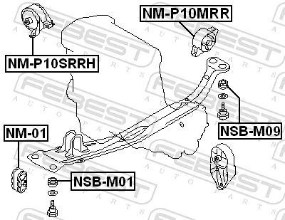  Coxim (suporte) traseiro de motor Nissan Primera hatchback (P10) (1990 - 1996) 