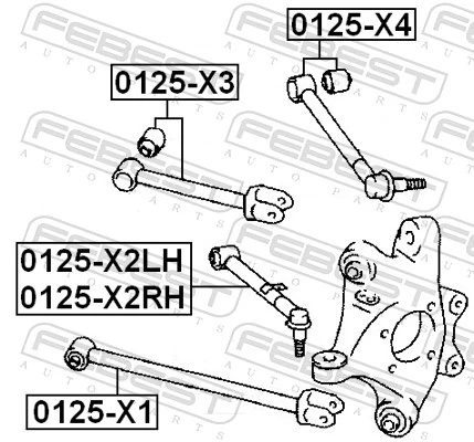 0125X4 Febest Braço oscilante superior esquerdo/direito de suspensão traseira