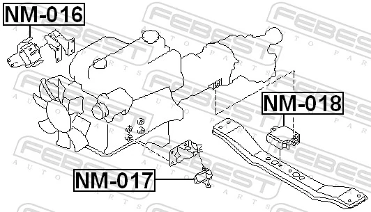 NM018 Febest Coxim (suporte) traseiro de motor