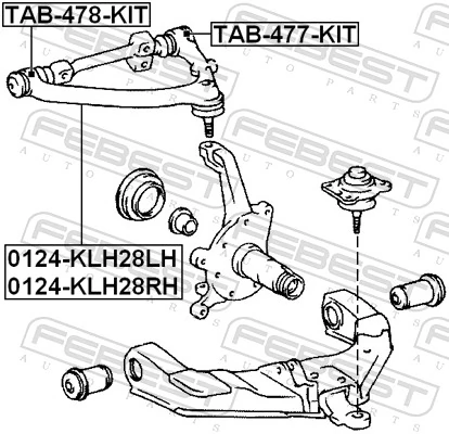 0124KLH28LH Febest Braço oscilante superior esquerdo de suspensão dianteira