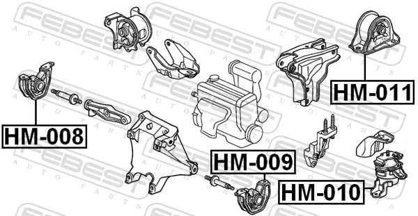 HM011 Febest Coxim (suporte) traseiro de motor