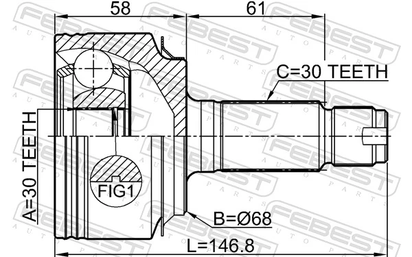 Junta homocinética externa dianteira 44014TL1E00 Honda