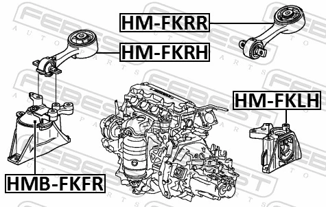 HMFKLH Febest Coxim (suporte) esquerdo de motor