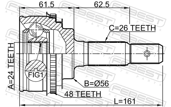 0110SXV20A48 Febest Junta homocinética externa dianteira