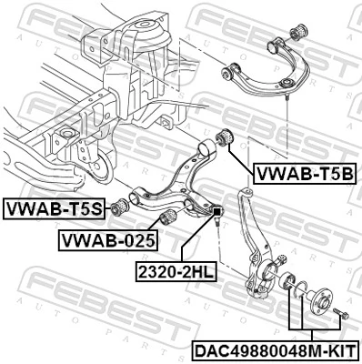 DAC49880048MKIT Febest Rolamento de cubo dianteiro