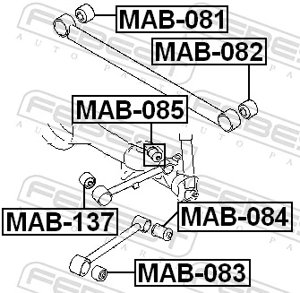 MAB137 Febest Bloco silencioso do braço oscilante superior traseiro longitudinal