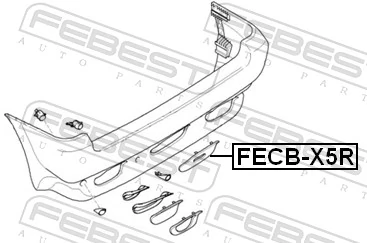 FECBX5R Febest Tampão traseiro do pára-choque do gancho de reboque