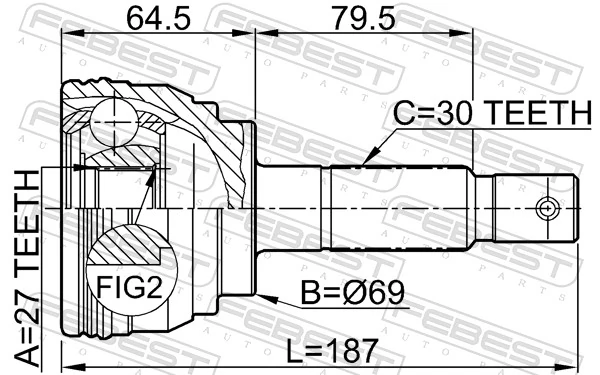  Junta homocinética externa dianteira Toyota Land Cruiser 90 SUV (J9) (1996 - 2002) 90