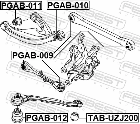 PGAB009 Febest Bloco silencioso externo traseiro de braço oscilante transversal
