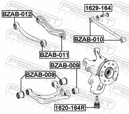 BZAB011 Febest Bloco silencioso do braço oscilante superior traseiro