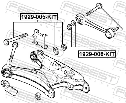 1929005KIT Febest Parafuso de fixação do braço oscilante inferior traseiro, interno