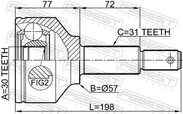 2110TTF330 Febest Junta homocinética externa dianteira