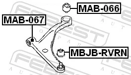 MAB066 Febest Bloco silencioso dianteiro do braço oscilante inferior