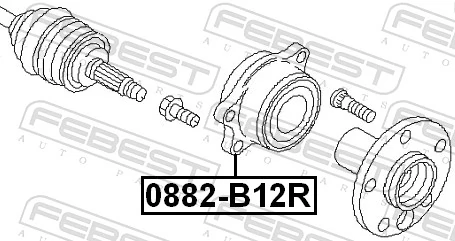 0882B12R Febest Rolamento de cubo traseiro