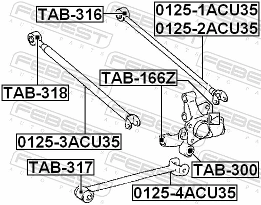 TAB316 Febest Bloco silencioso traseiro de braço oscilante transversal