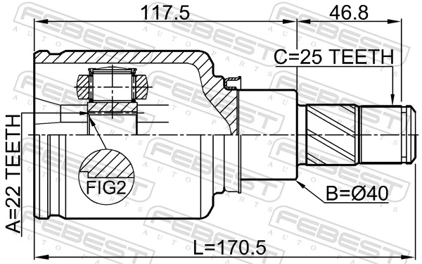 397711KD0A Nissan/Infiniti Junta homocinética interna dianteira esquerda