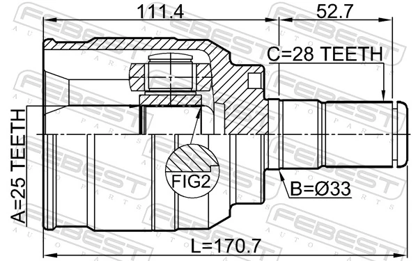 1211IX35AT Febest Junta homocinética interna dianteira