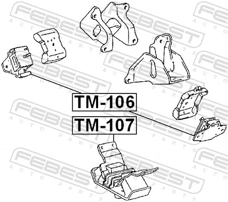 TM107 Febest Coxim (suporte) traseiro de motor