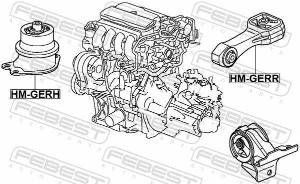HMGERR Febest Coxim (suporte) traseiro de motor