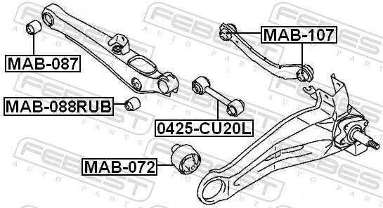 MAB088RUB Febest Bloco silencioso externo traseiro de braço oscilante transversal