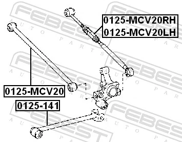 0125MCV20RH Febest Braço oscilante transversal direito de suspensão traseira