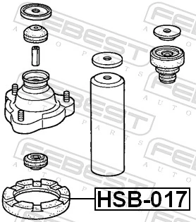HSB017 Febest Espaçador (anel de borracha) da mola dianteira superior