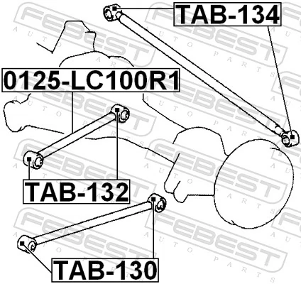 TAB134 Febest Bloco silencioso da barra longitudinal traseira
