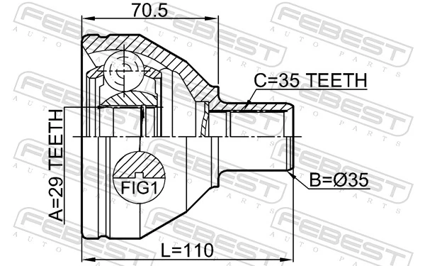 2711XC90LH Febest Junta homocinética interna dianteira esquerda